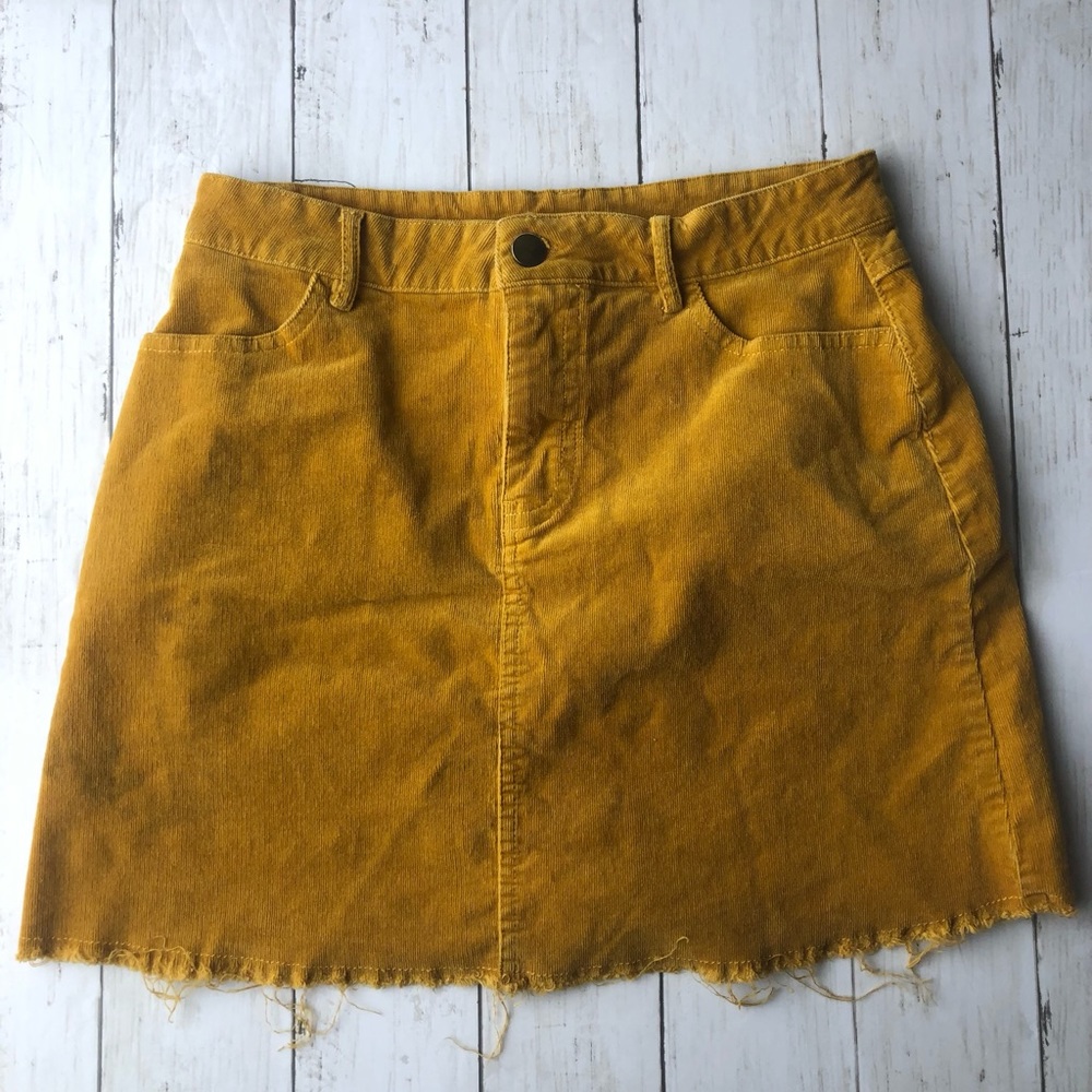 Yellow corduroy mini skirt